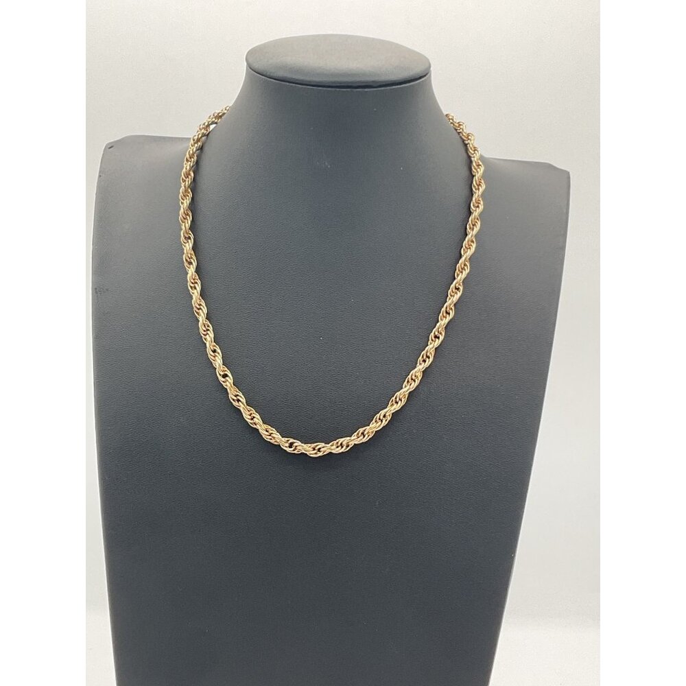 Gold Tone Rope Chain Necklace For Men & Women